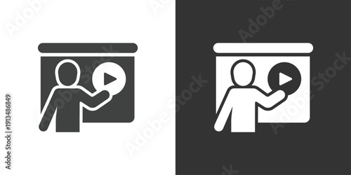 Video Tutorial icon. Solid glyph series icon