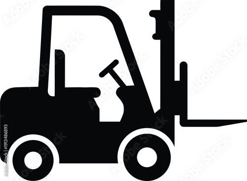 Forklift icon, warehouse equipment, bold silhouette