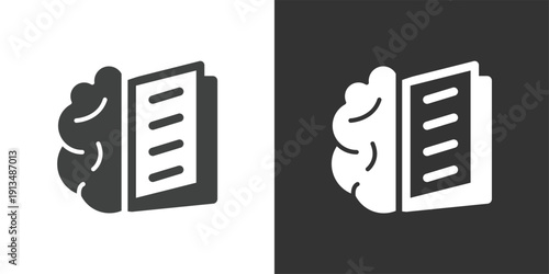 Brain Knowledge icon. Solid glyph series icon