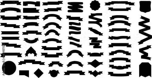 Vector Black Ribbon Banners: Decorative Elements for Design
