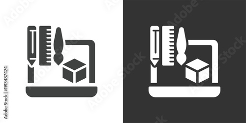 Digital Design Tools icon. Solid glyph series icon