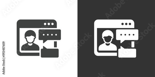 Online Consultation Chat icon. Solid glyph series icon