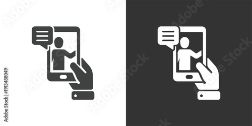 Video Consultation icon. Solid glyph series icon