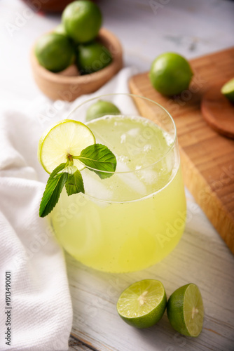 Wallpaper Mural Homemade lemonade with organic lemons and mint, a popular refreshing drink in many countries. in Mexico it is part of their traditional Aguas Frescas, where it is called Agua de Limon. Torontodigital.ca