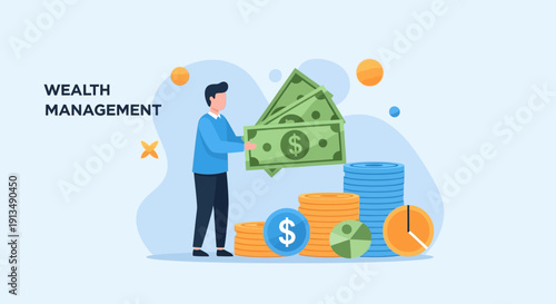 Wealth Management Concept with Financial Growth and Investment Illustration