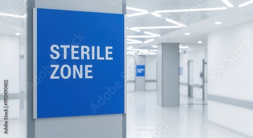 Hospital Corridor Showing Sterile Zone Signage In a Modern Medical Environment