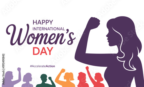 Woman Flexing Arm on International Womens Day