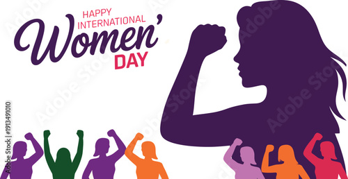 Strong Woman Flexing Muscle on International Womens Day