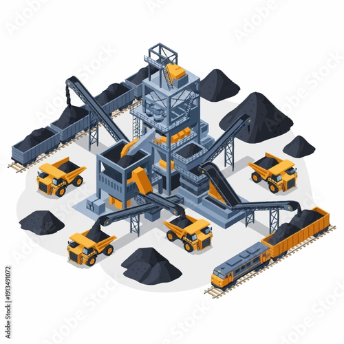 Industrial Mining Operation with Heavy Machinery.