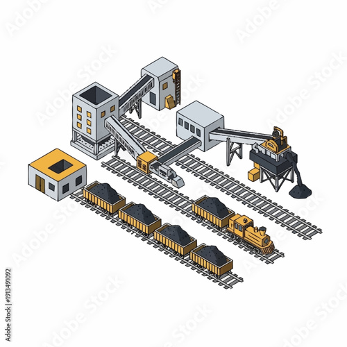 Industrial Train Loading Facility with Wagons.