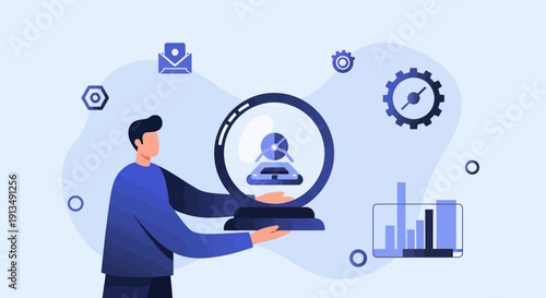 Illustrator Showcases Futuristic Business Data Analysis and Technology Concept