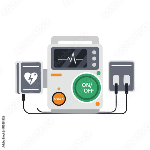 Defibrillator Machine with Paddles and Controls