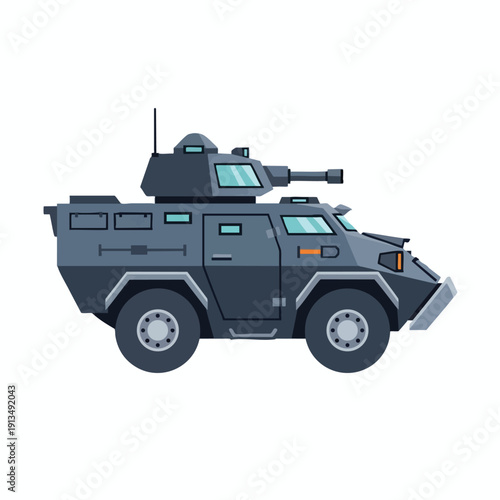 Armored Military Vehicle with Turret Gun