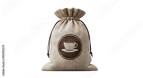 Burlap Coffee Bag with Cup Icon