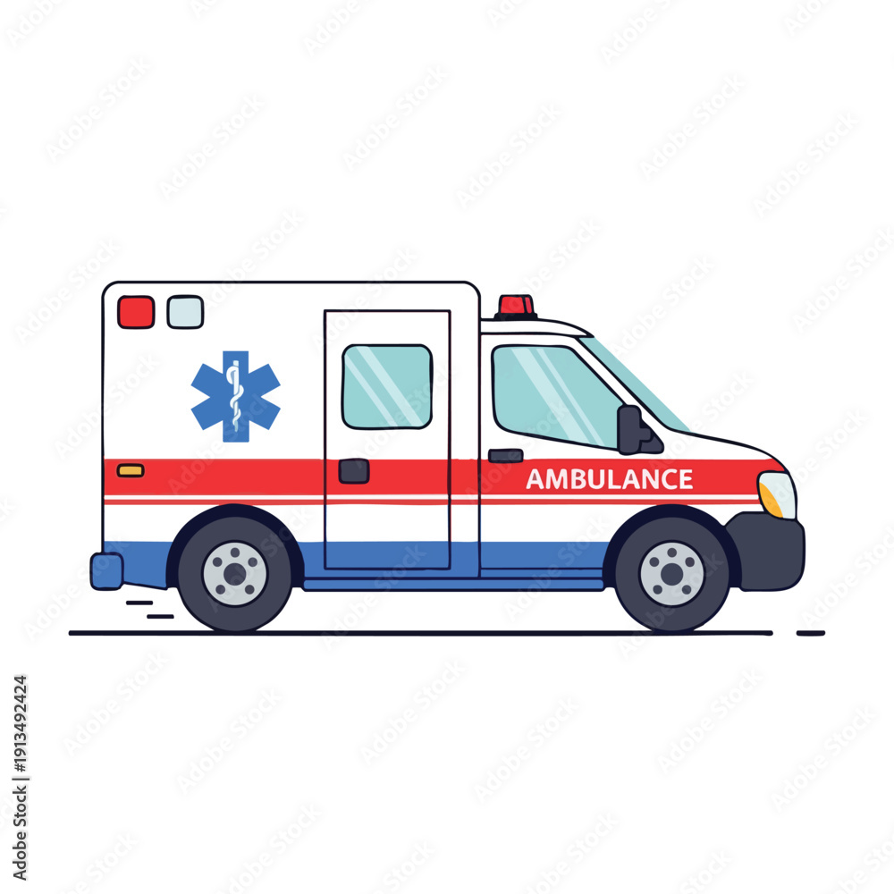 Fototapeta premium Ambulance Vehicle Illustration