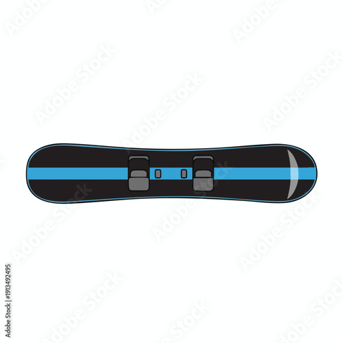 Top View of Snowboard with Blue Stripes