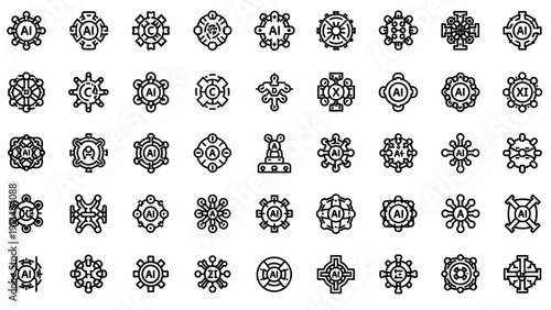 Collection of AI and technology icons in a grid pattern.