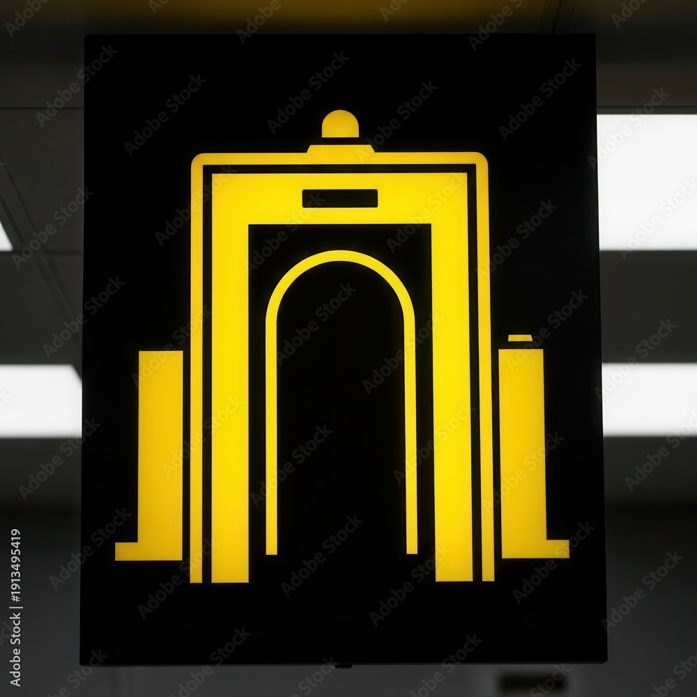Fototapeta premium Illuminated Security Checkpoint Symbol Displaying Safety and Surveillance Protocols Clearly Defined