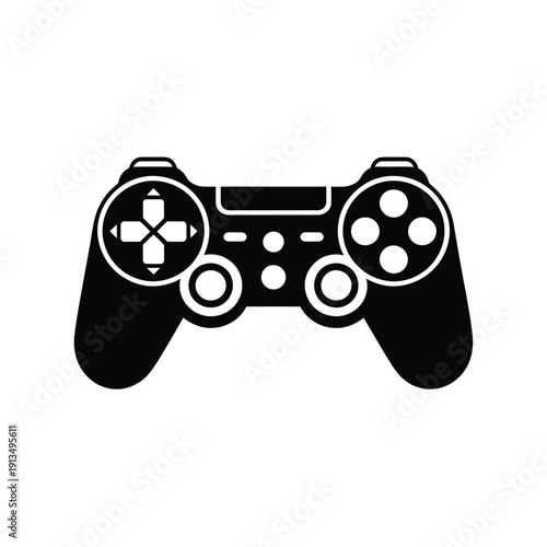 Black silhouette of a modern wireless gaming controller front view