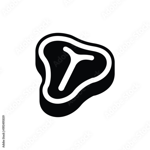 Simple black and white icon of a bone with a distinctive shape