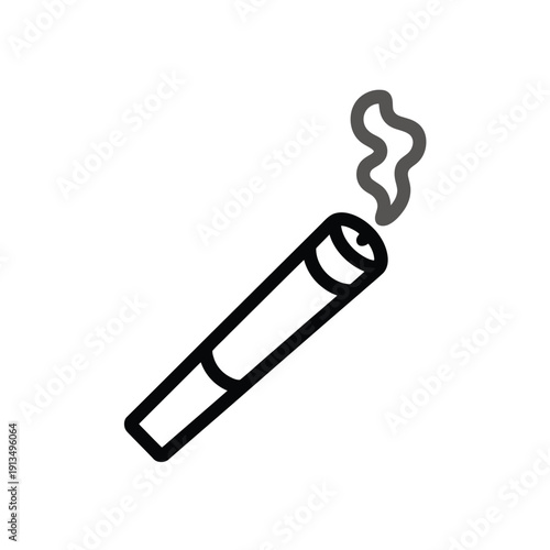 Simple line drawing of a lit cigarette with rising smoke