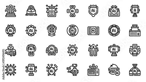 Collection of Artificial Intelligence Icons and Symbols.