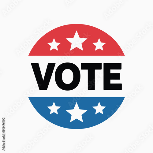 An american patriotic voting sticker with stars and bold text