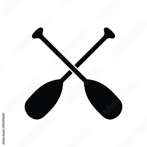Two black paddles crossed against a plain white background