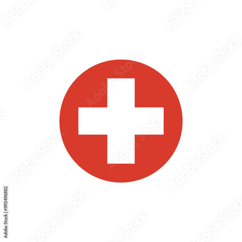 A simple illustration of the swiss flag with a white cross on red