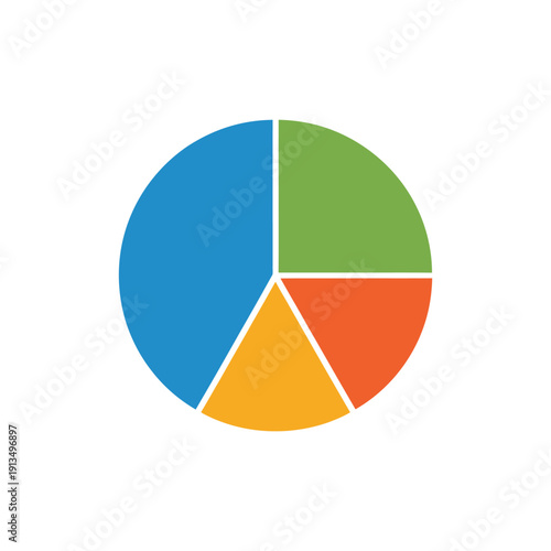 A colorful pie chart divided into four unequal sections