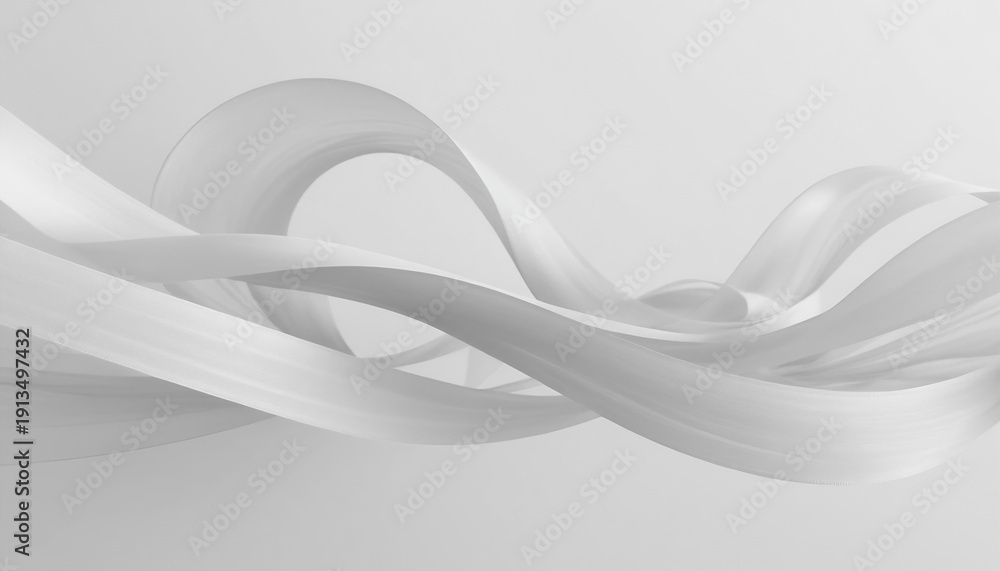 Obraz premium Elegant abstract white flowing fabric waves gracefully undulate, creating a sophisticated and serene background