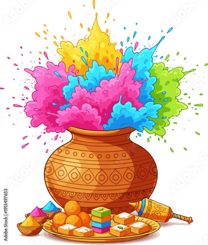 Vibrant Holi Celebration Vector
