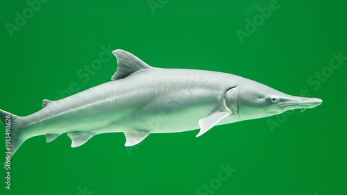 Dolphin Swimming in Green Water Closeup.