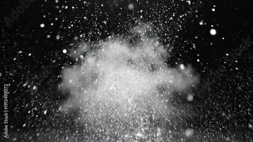 Dust Explosion Cloud on Black Background.