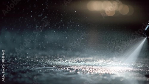 Water Jet Spraying from Nozzle Closeup.