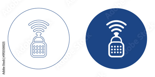 Digital Wireless Remote Control Icon, Abstract Smart Key Fob and Access Symbol, Modern IoT Signal and Security Graphic, Blue Tech Remote Connectivity Vector