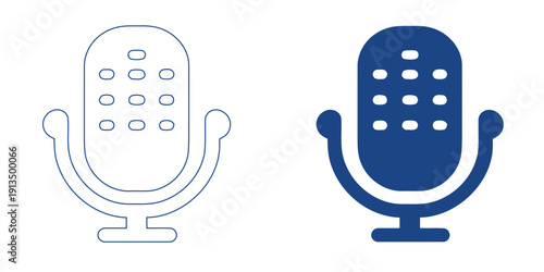 Professional Microphone Broadcast Icon, Abstract Voice Recognition and Podcast Symbol, Modern Audio Streaming and Recording Graphic, Blue Tech Communication Vector