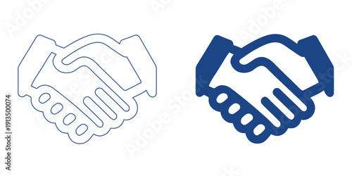 Business Handshake Partnership Icon, Abstract Corporate Collaboration and Trust Symbol, Modern Professional Agreement Graphic, Blue Tech B2B Synergy Vector