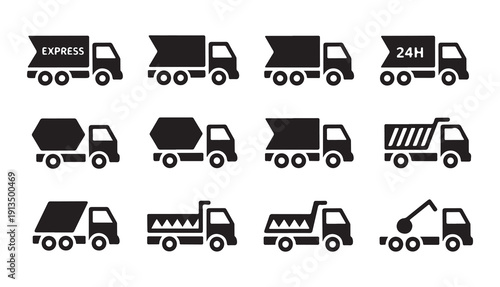 Professional truck fleet symbols for express delivery and logistics solutions