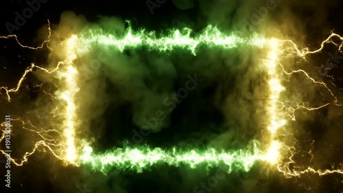 Electric Storm Frame with Lightning and Clouds.