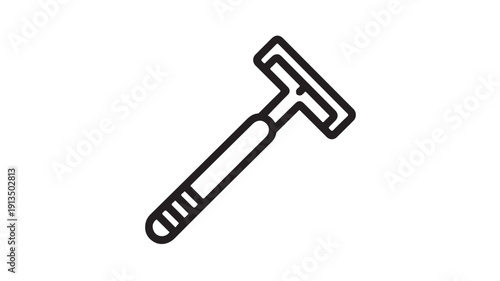 Double edged safety razor in simple line art style with black color on white background for personal care icon