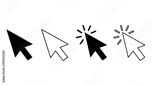 Sequence of Cursor Icons Demonstrating Mouse Click Actions and Selection.