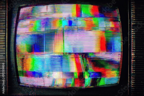 Wallpaper Mural Glitchy Television Screen Displaying Colorful Lines And Interference Visuals Abstract Nostalgia Torontodigital.ca