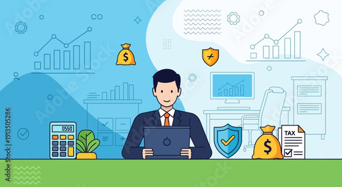 Businessman at office desk.