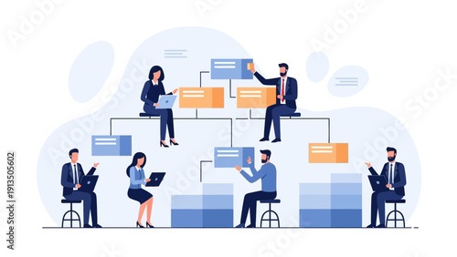 Business Team Collaboration and Organization Chart
