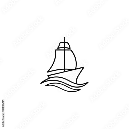 Sailboat gliding smoothly on calm waves with sails fully extended in a serene ocean environment