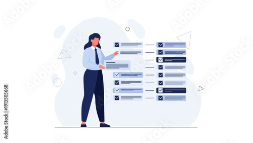 Businesswoman Checking Tasks on Checklist, Organization and Productivity Concept