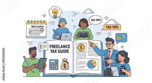 Freelance Tax Guide Illustration.