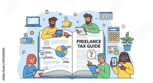 Freelance Tax Guide Illustration.