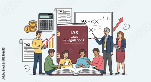 People Studying Tax Regulations.